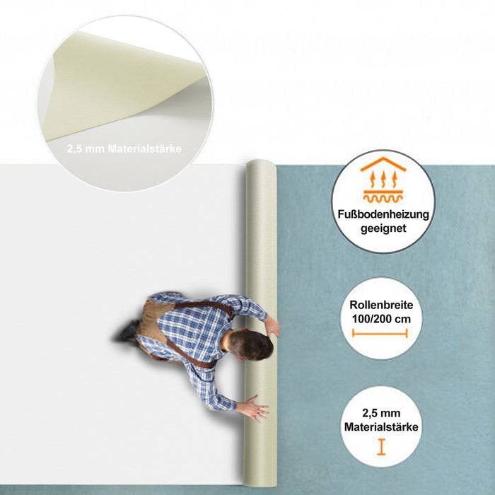 FLOORDIREKT CV-Belag Expotop - Strapazierfähiger & Pflegeleichter PVC-Bodenbelag 100 x 500 cm - Weiß