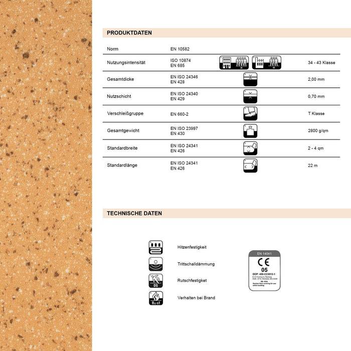 FLOORDIREKT CV-Belag Xtreme - Extra abriebfester & pflegeleichter PVC-Bodenbelag 200 x 200 cm - Mira 330 M
