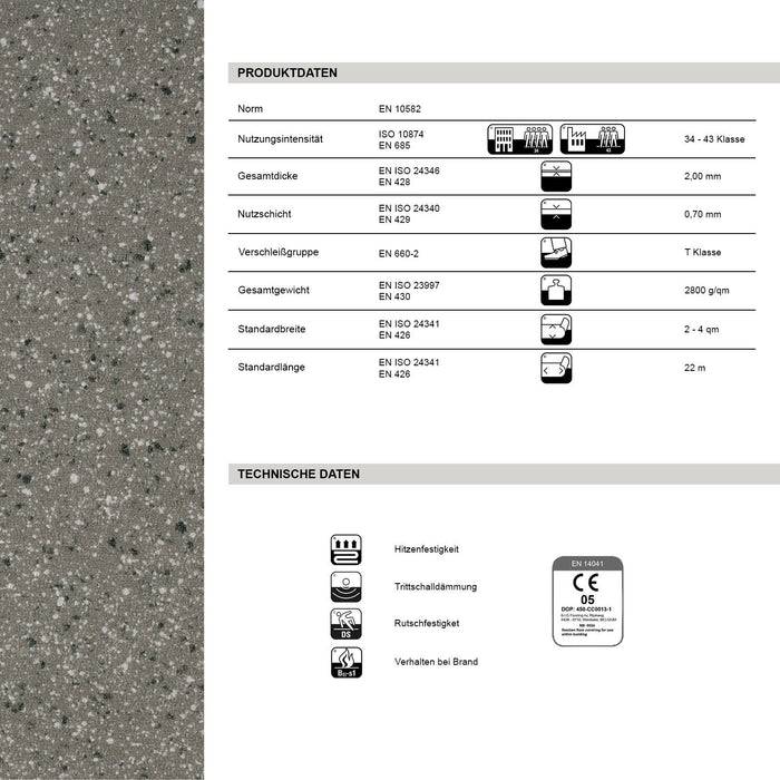 FLOORDIREKT CV-Belag Xtreme - Extra abriebfester & pflegeleichter PVC-Bodenbelag 100 x 350 cm - Mira 690 D