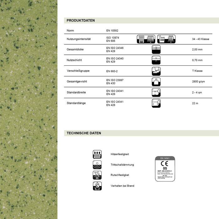 FLOORDIREKT CV-Belag Xtreme - Extra abriebfester & pflegeleichter PVC-Bodenbelag 100 x 150 cm - Mira 550 M