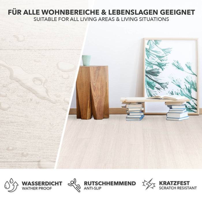 FLOORDIREKT CV-Belag Atlantic - Extra abriebfester & pflegeleichter PVC-Bodenbelag 200 x 350 cm - Buche-Optik 101 S