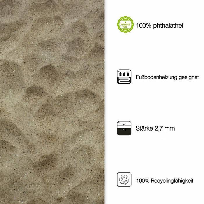 FLOORDIREKT 3D CV-Belag Sand - Extra abriebfester & pflegeleichter PVC-Bodenbelag 100 x 500 cm