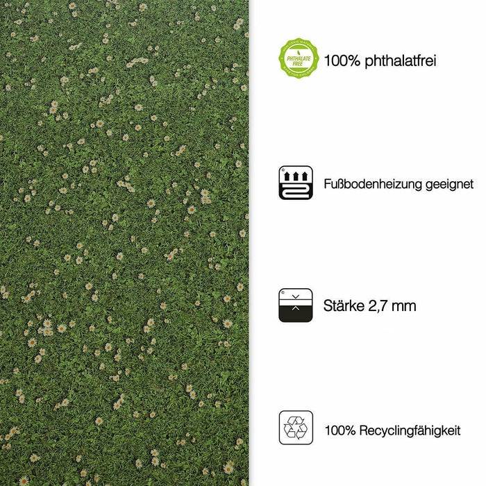 FLOORDIREKT 3D CV-Belag Daisies - Extra abriebfester & pflegeleichter PVC-Bodenbelag 100 x 250 cm