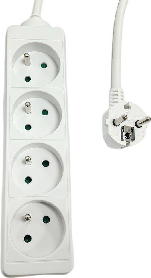 MicroConnect 4-way Power Strip FR Type E White