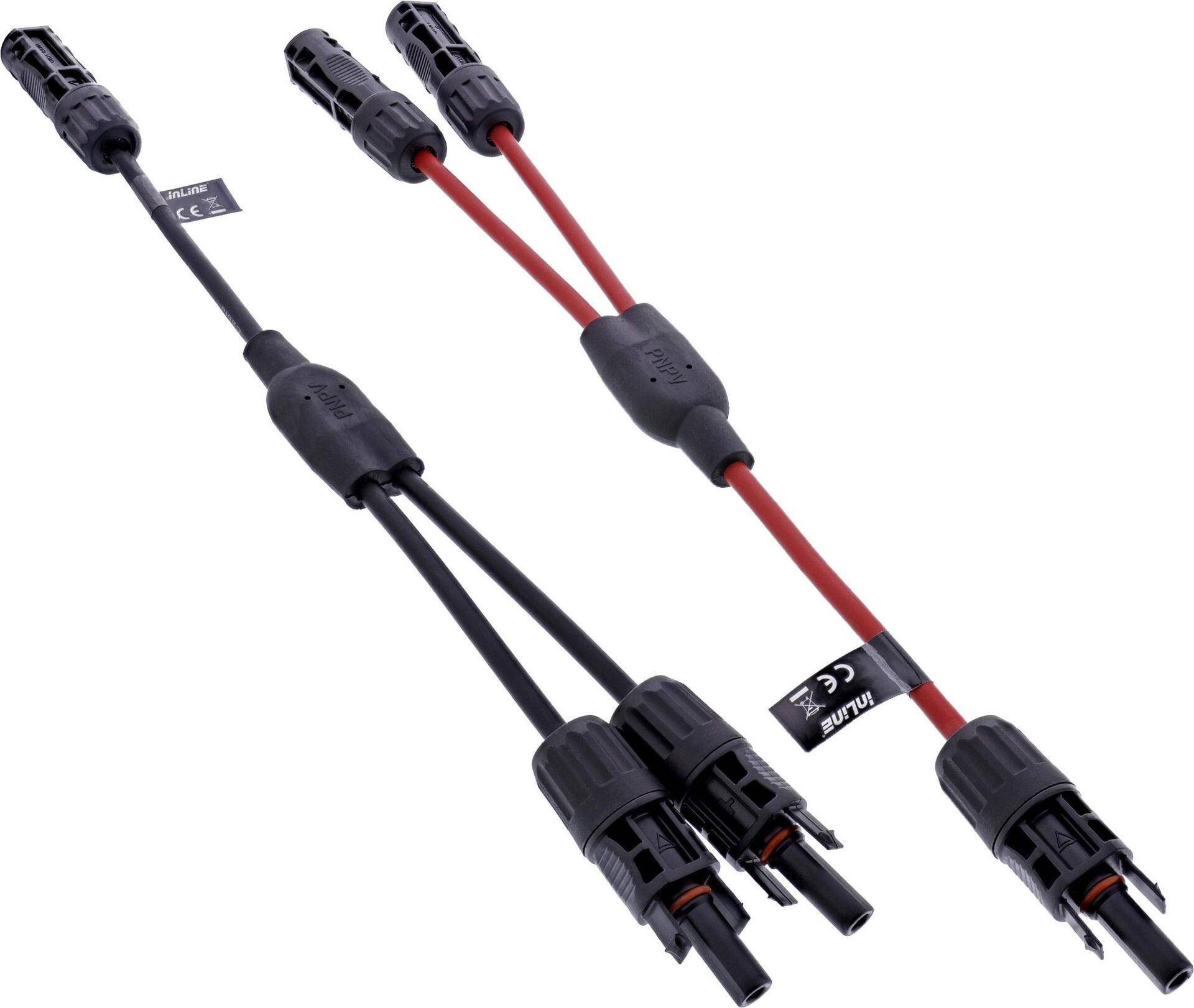 InLine® Solarkabel 2-fach Verteiler-Set schwarz/rot 0,36m Photovoltaik / Solar