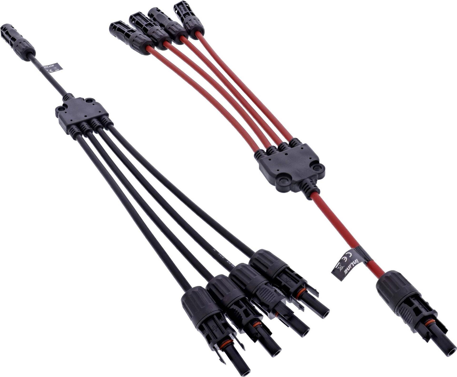 InLine® Solarkabel 4-fach Verteiler-Set schwarz/rot 0,42m Photovoltaik / Solar