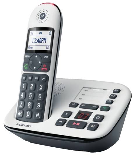 Motorola CD5011, Smartphone, Kabelloses Mobilteil, Freisprecheinrichtung, 150 Eintragungen, Anrufer-Identifikation, Schwarz, Weiß