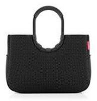 Schwarze strukturierte Handtasche mit abgerundetem Oberteil, gezeigt auf weißem Hintergrund.