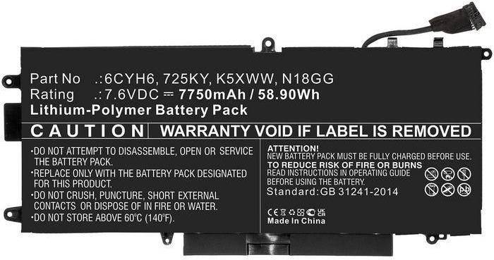 CoreParts Laptop Battery 60WH Li-ion 7.6V 7890mAh N18GG for Dell