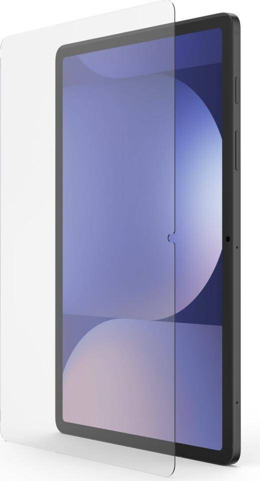 Ein elegantes, modernes Smartphone mit großem, geschwungenem Display, das einen Farbverlauf in Lila- und Blautönen zeigt. Das Gerät steht aufrecht.