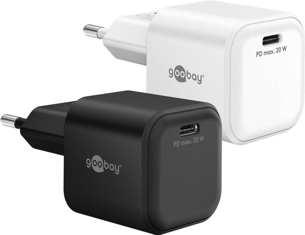 Goobay USB-C PD GaN Schnellladegerät Nano 20 W schwarz