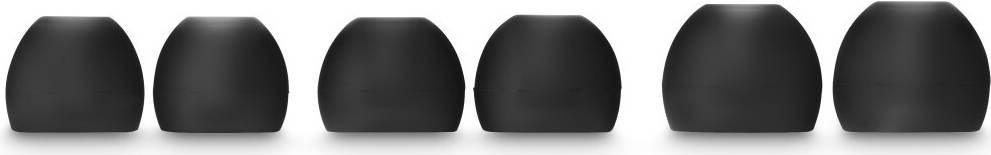 Zwei schwarze, kuppelförmige Objekte auf weißem Hintergrund, jeweils mit einer glatten Oberfläche und leicht unterschiedlichen Höhen, die ein minimalistisches Design zeigen.