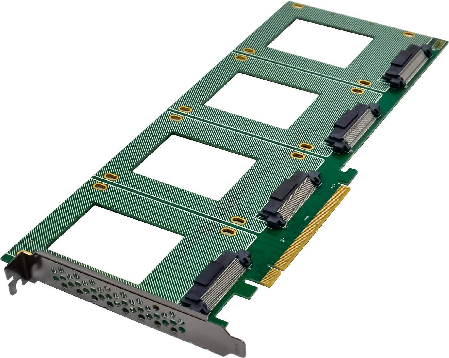 InLine PCIe Karte zu 4x intern U.2 NVMe SFF-8639  Bifurcation x16 3.0