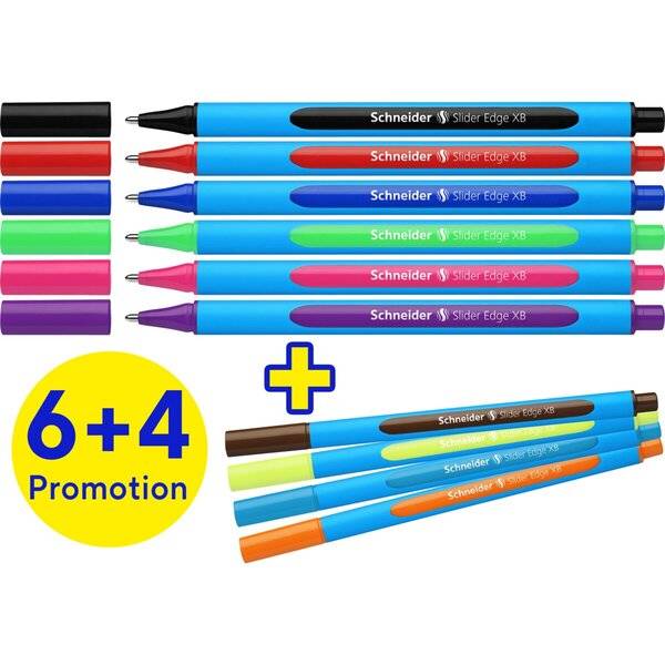 Kugelschreiber Slider Edge XB Karton-Etui 10 Stück 6+4 Promo