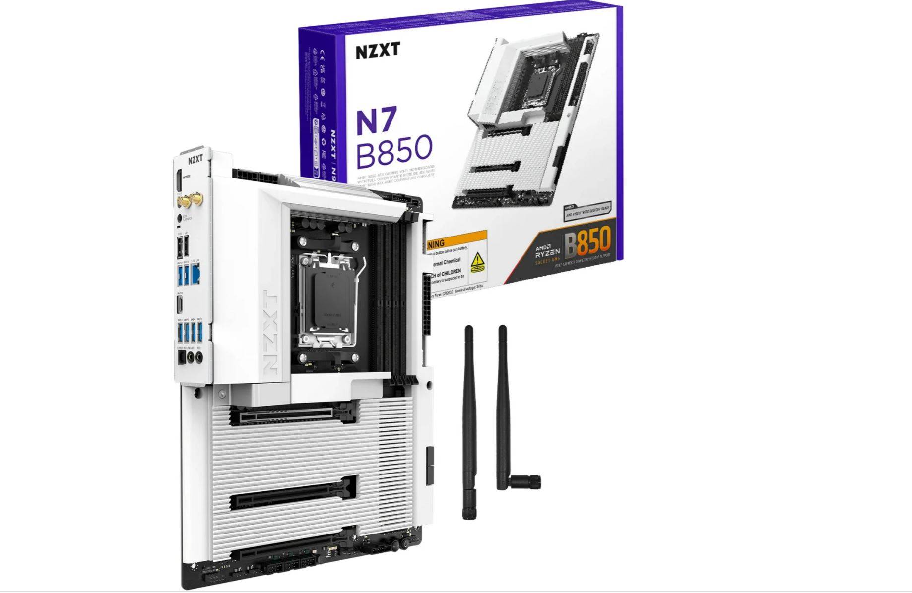 NZXT N7 B850 WiFi White AM5 Cover N7-B85XT-W1