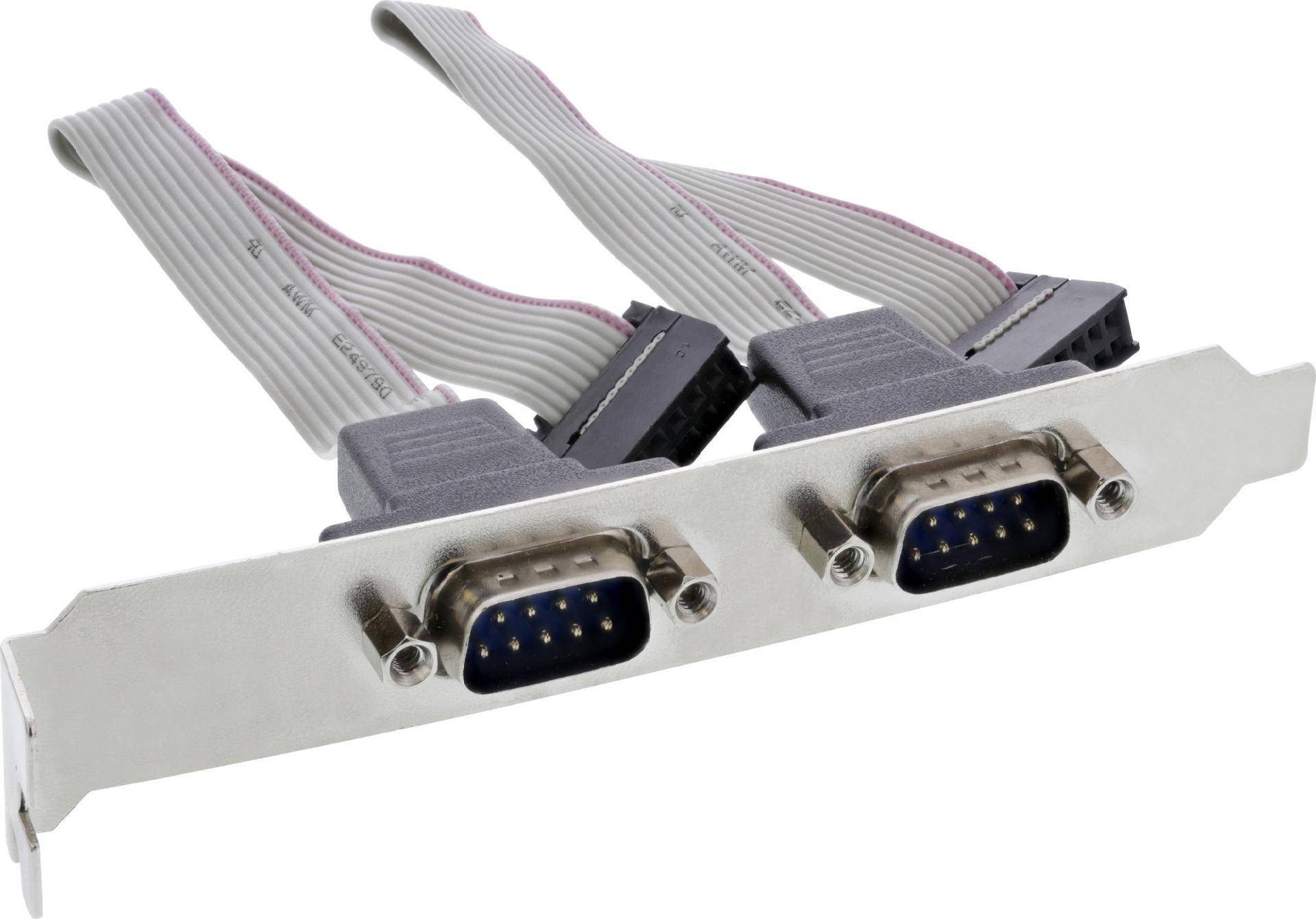 Serielles Slotblech 2-fach, 9pol Stecker an 10pol Buchsenleiste, 1:1, 0,18m I/O-Karten / Frontpanel
