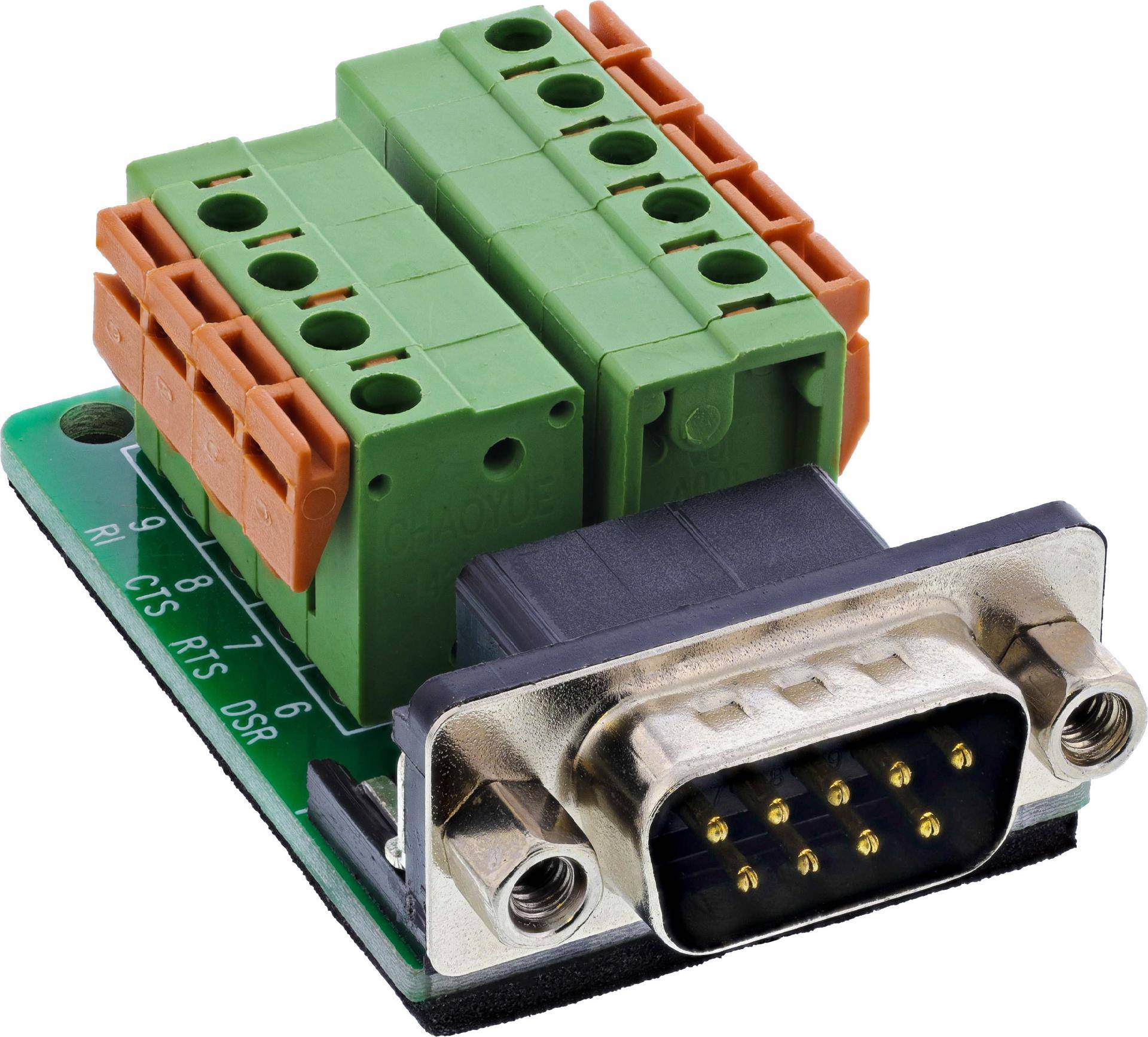 InLine® Terminalblock D-Sub 9 Stecker, Federklemme, Schraubsicherung Adapter / Konverter