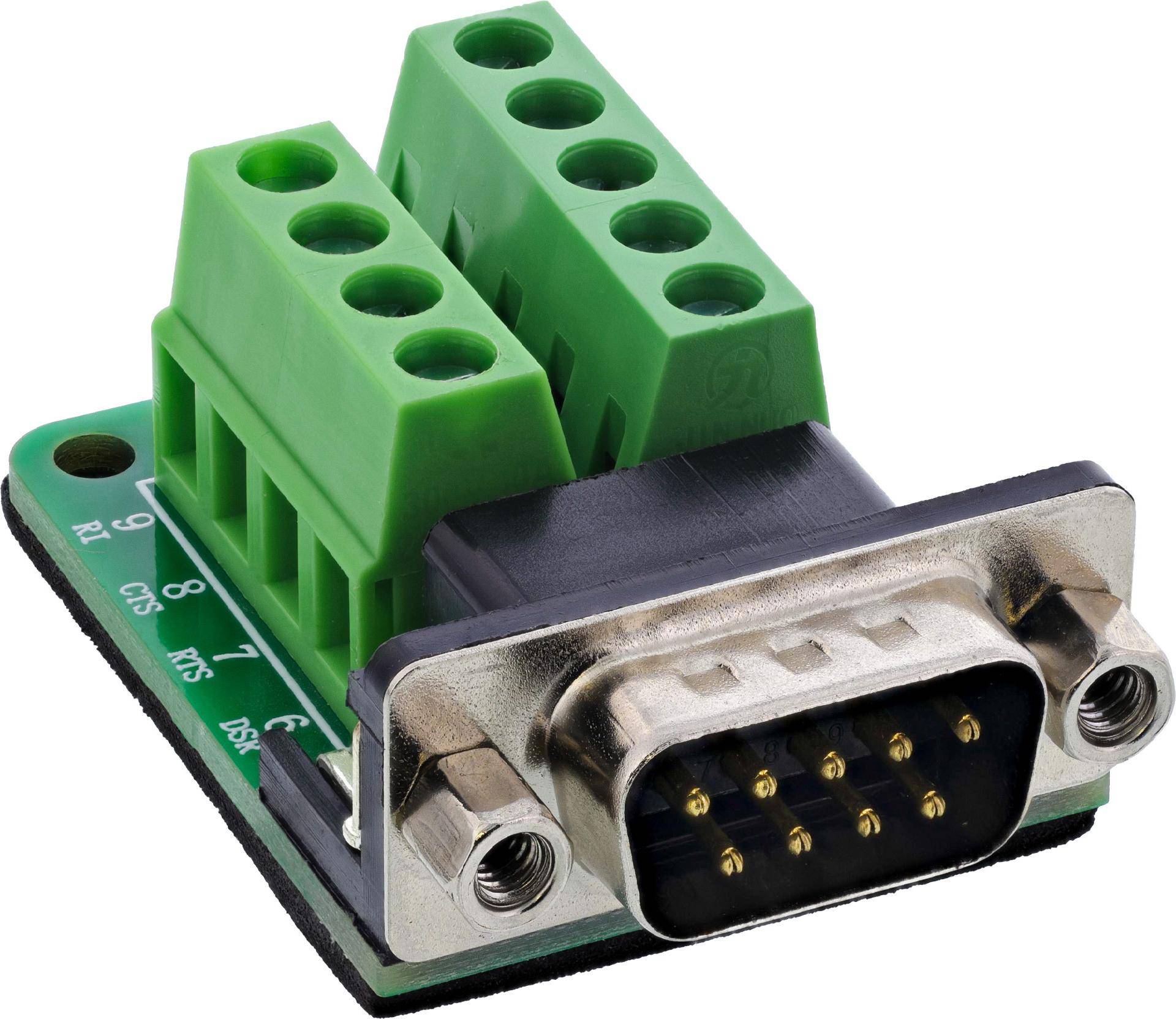 InLine® Terminalblock D-Sub 9 Stecker, 2-reihig, Schraubklemme Adapter / Konverter