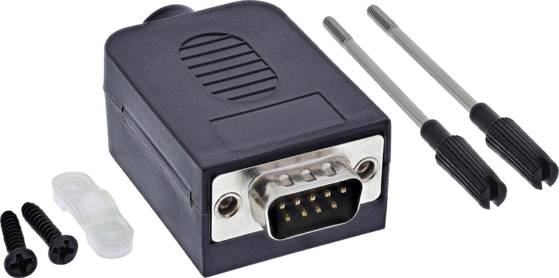 InLine® D-Sub 9 Breakout-Terminalblock, Stecker, Schraubklemme, Rändelschraube Adapter / Konverter