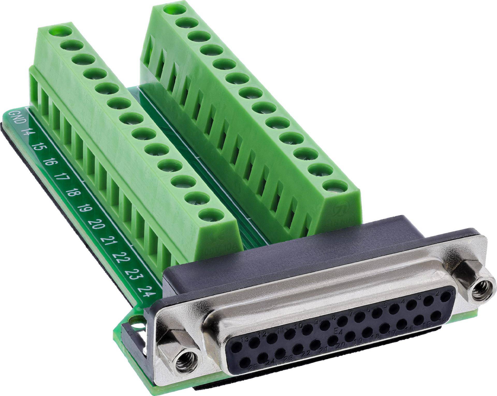 InLine® D-Sub 25 Terminalblock, Buchse, 2-reihig, Schraubklemme Adapter / Konverter Terminalblock