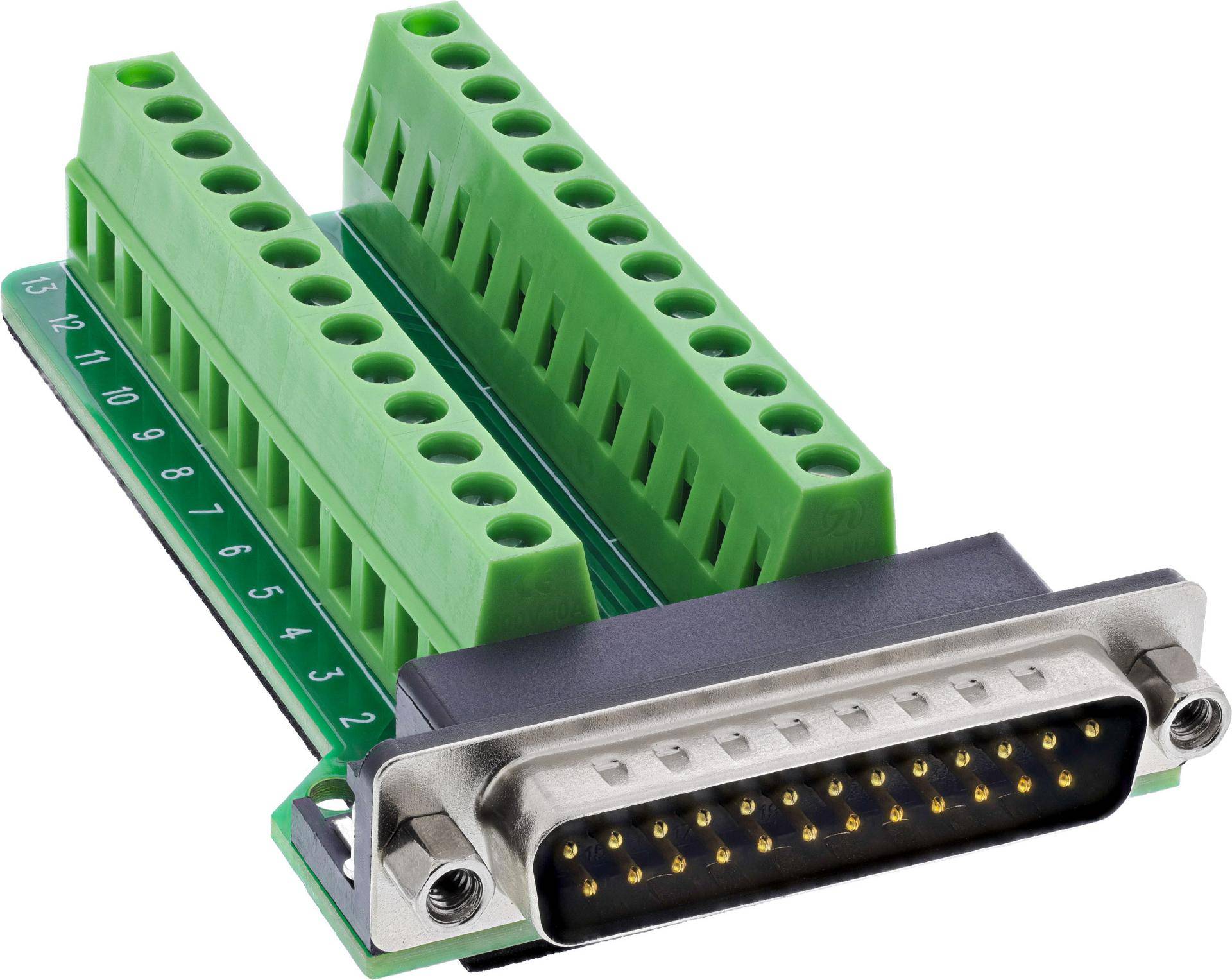 InLine® D-Sub 25 Terminalblock, Stecker, 2-reihig, Schraubklemme Adapter / Konverter Terminalblock
