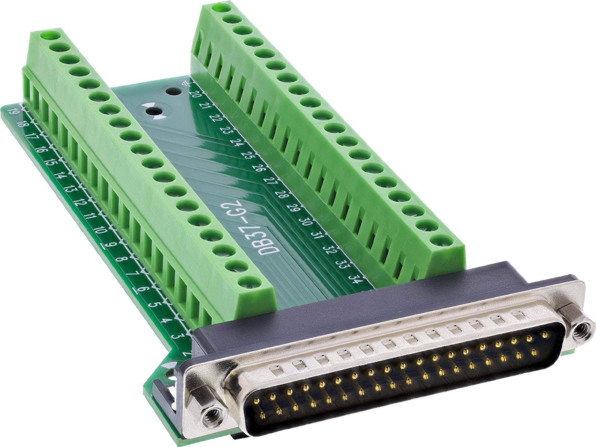 InLine® D-Sub 37 Terminalblock, Stecker, 2-reihig, Schraubklemme, seitlich Adapter / Konverter