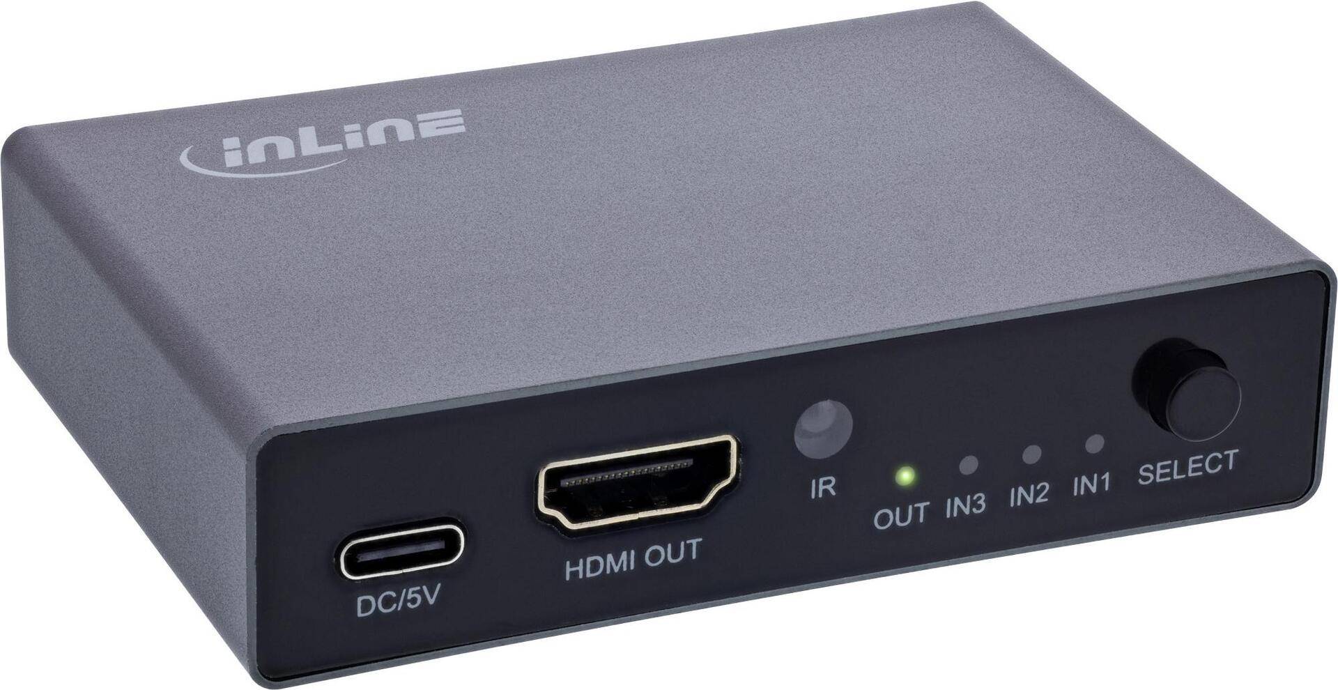 InLine® HDMI Switch, 3-fach, 8K4K@60Hz, HDCP 2.3 Signalsteuerung Signale verteilen Steuern / /