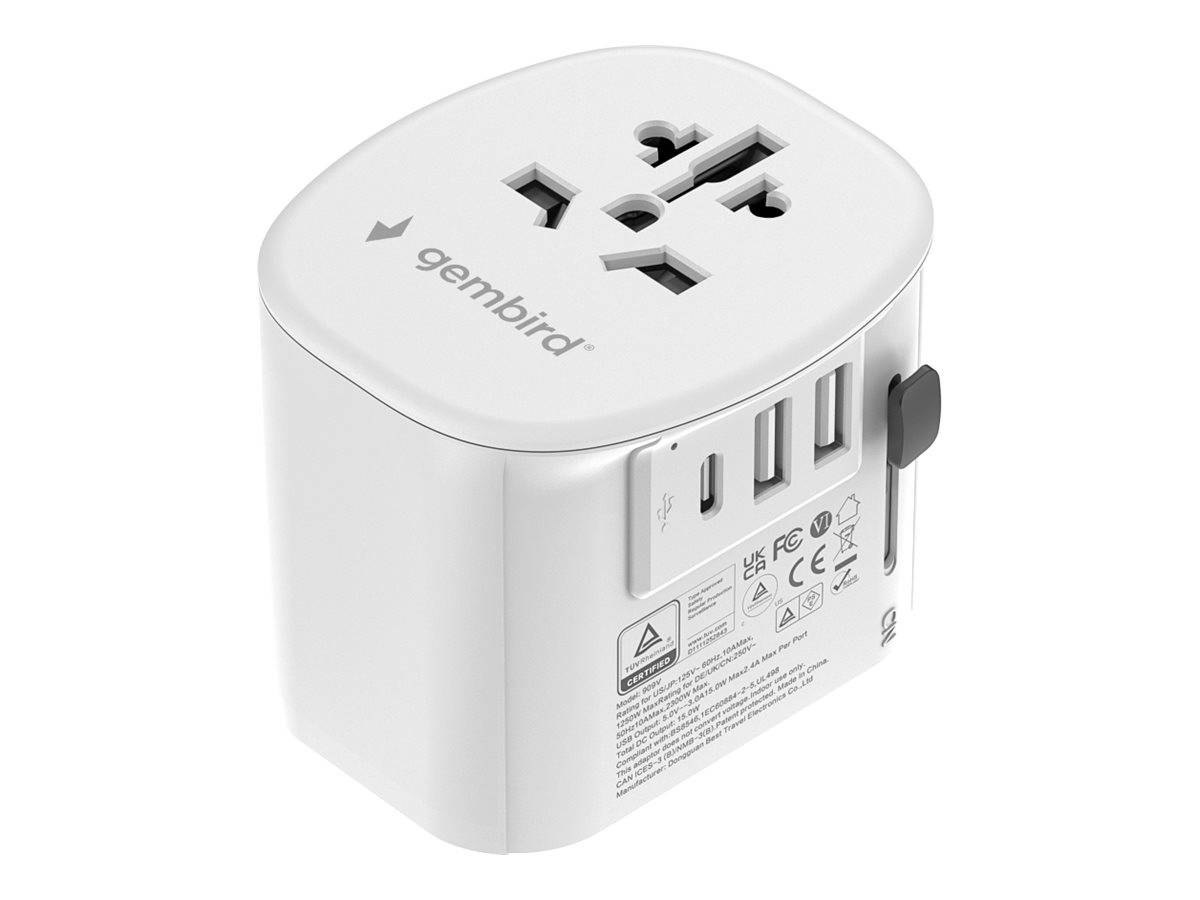 Gembird Netzteiladapter mit USB-Ladegerät - Typ B, Typ G, Typ I, Typ F, Typ E