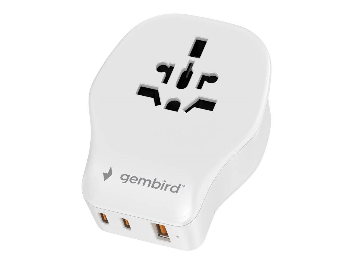 Gembird Netzteiladapter mit USB-Ladegerät - Typ B, Typ F, Typ G, Typ I (S)zu