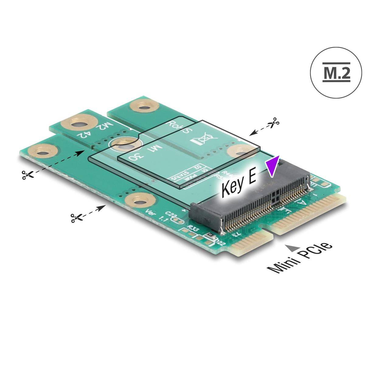 64338 - Delock Adapter Mini PCIe Stecker zu M.2 Key E Slot