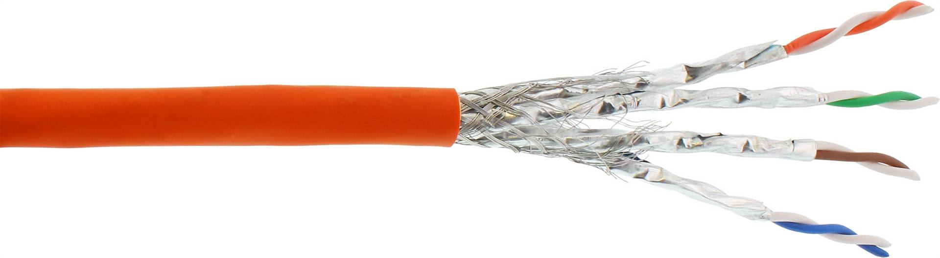 InLine Verlegekabel Cat.7 S/FTP CCA 600MHz PoE+ halogenfrei orange