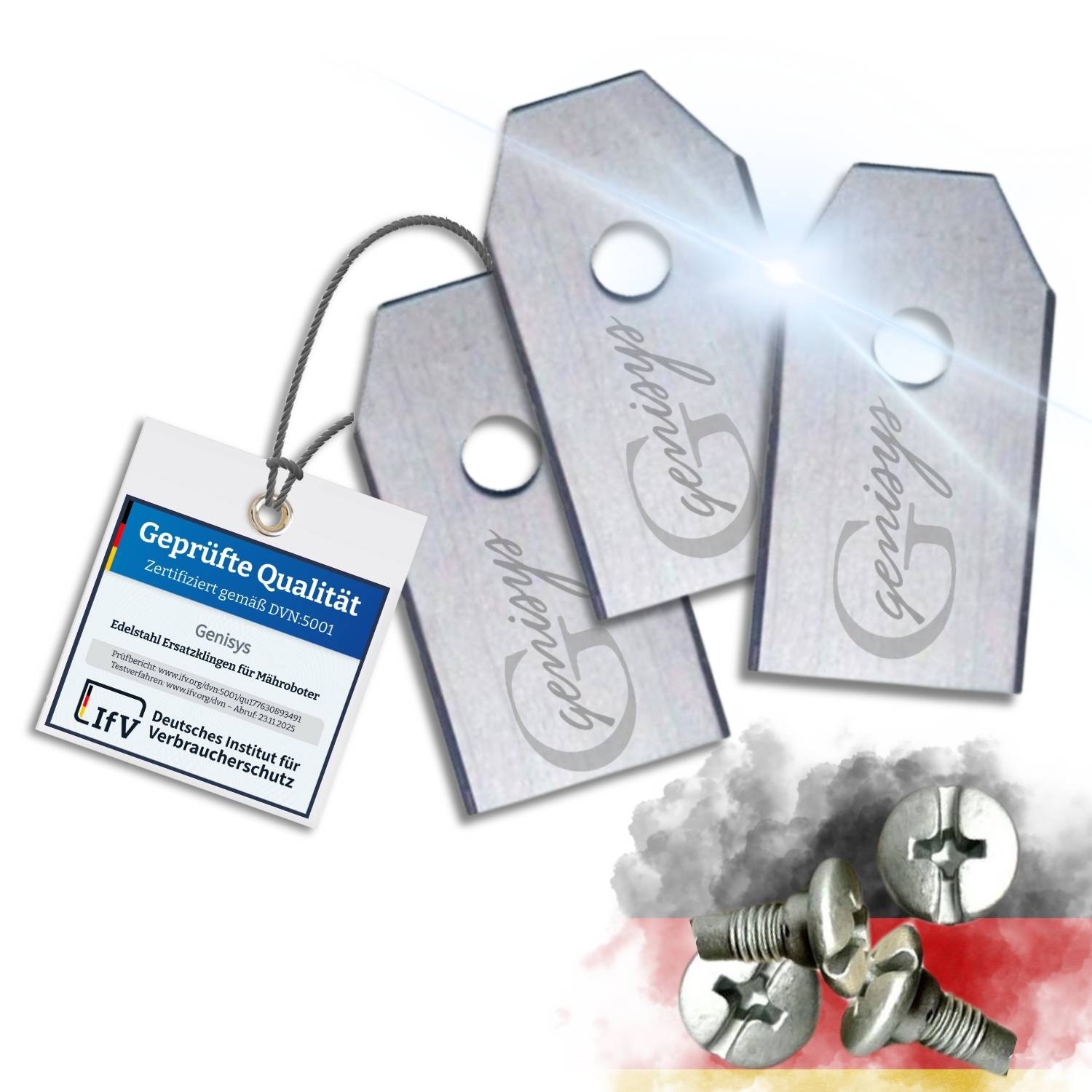 Messer kompatibel mit Yardcare Mähroboter Klingen - LongLife Edelstahl - bruchsicher [DIN EN 50636 geprüft] von Genisys,9,Stück