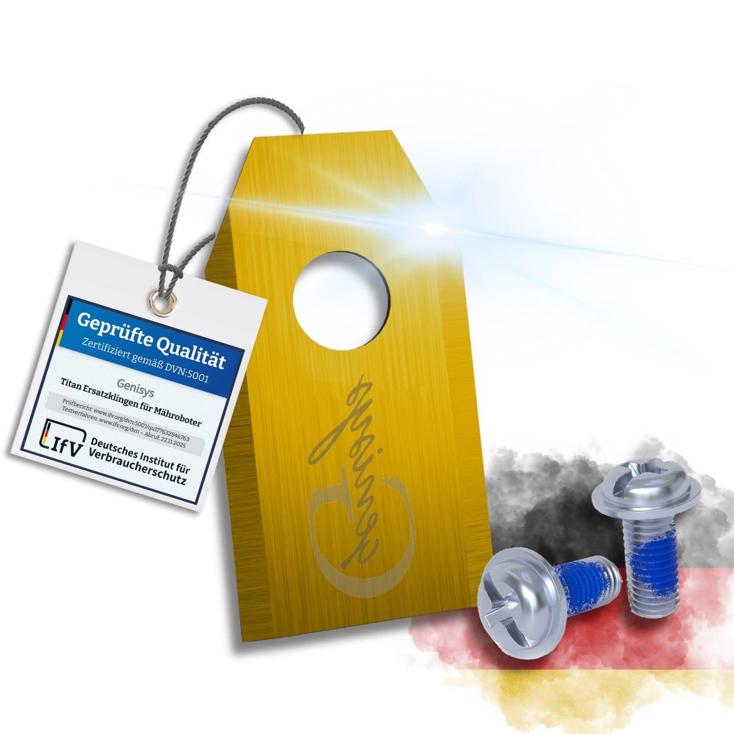 Genisys Titan Ersatz Messer Klingen kompatibel mit Suntek Mähroboter SRM Novabot - LongLife - 1-Loch bruchsicher [DIN EN 50636 geprüft],30,Stück