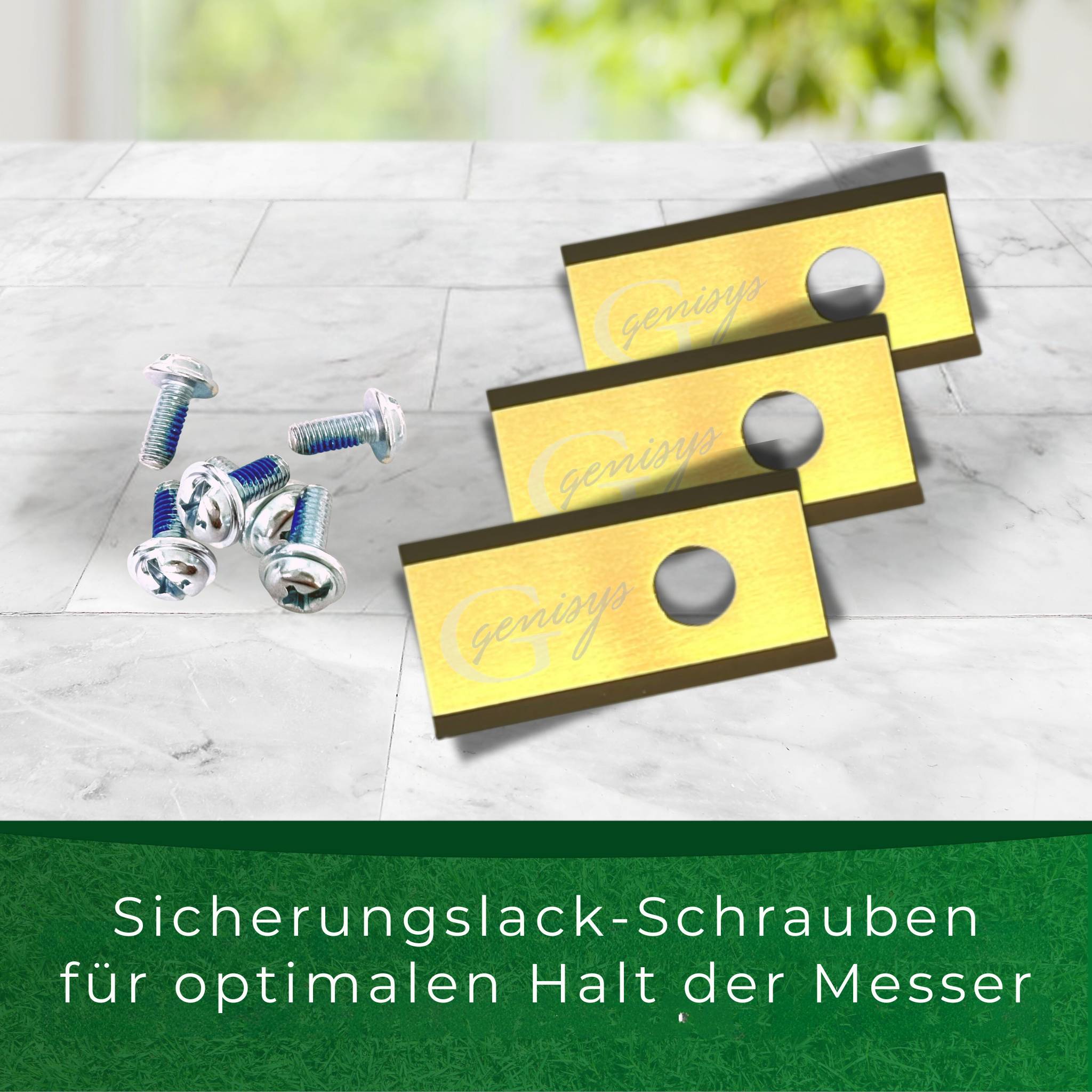 Genisys Titan Ersatz Messer Klingen kompatibel mit Hookii Neomow Mähroboter - LongLife - 1-Loch bruchsicher [DIN EN 50636 geprüft] 60 Stück