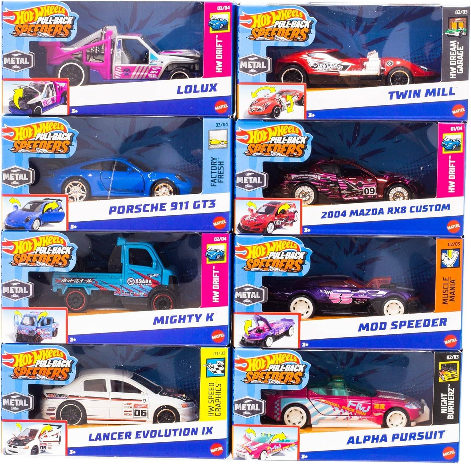 Hot Wheels Pull-Back Speeders Spielzeugauto 1:43 Auto zum Zurückziehen HPR70