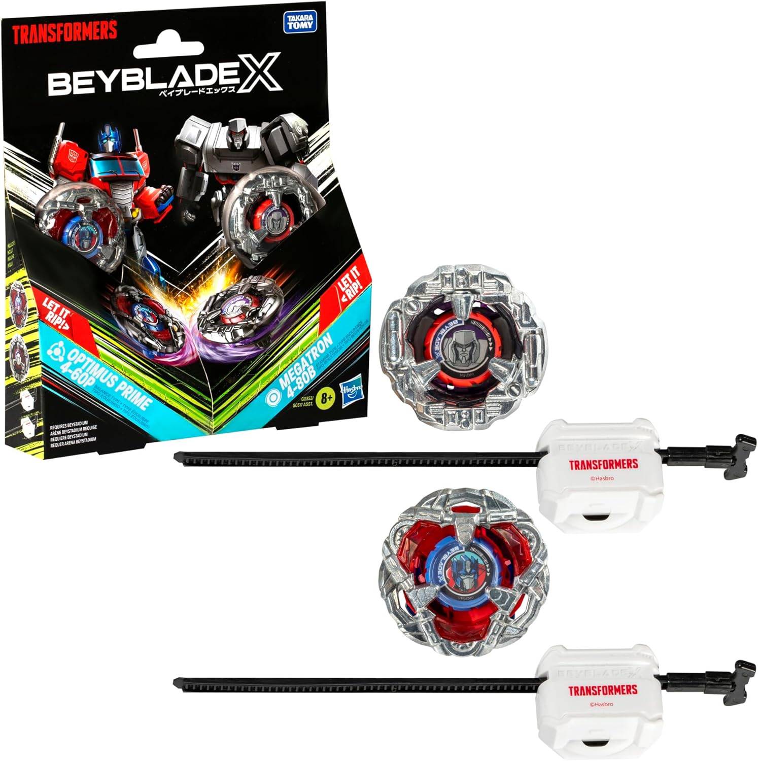 Hasbro Beyblade X Transformers Collab Optimus Prime 4-60P vs.Megatron 4-80B 8+