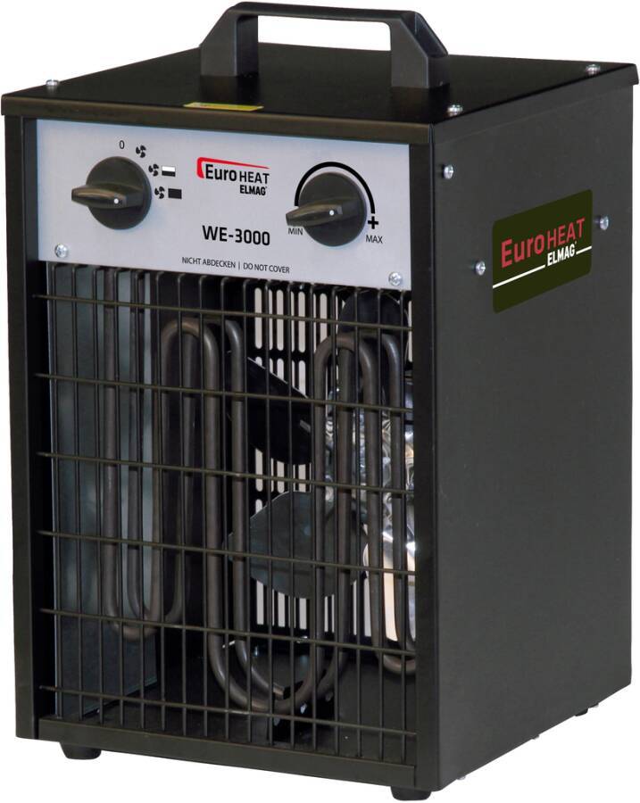Elektroheizer EUROHEAT 33200 Typ WE 3000 Leistung 3 kW Nennaufnahme 230 V Luftdurchsatz 280 m³/h Raumthermostat k. A. Ab