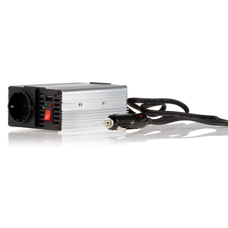 alca® Spannungswandler 12 V auf 230 V 150 W Wechselrichter mit USB für Pkw 300 W Maximalleistung, USB-Ausgang 5 V/500