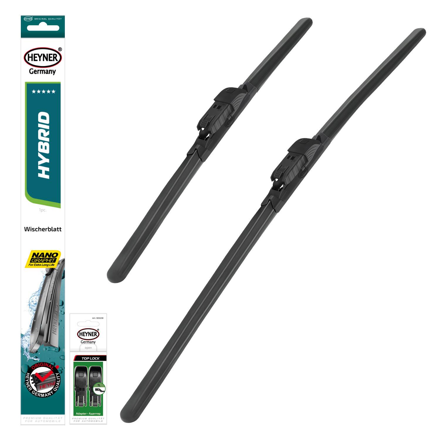 HEYNER® Scheibenwischer-Set 600 mm / 350 mm Hybrid mit TL-Adapter vorne