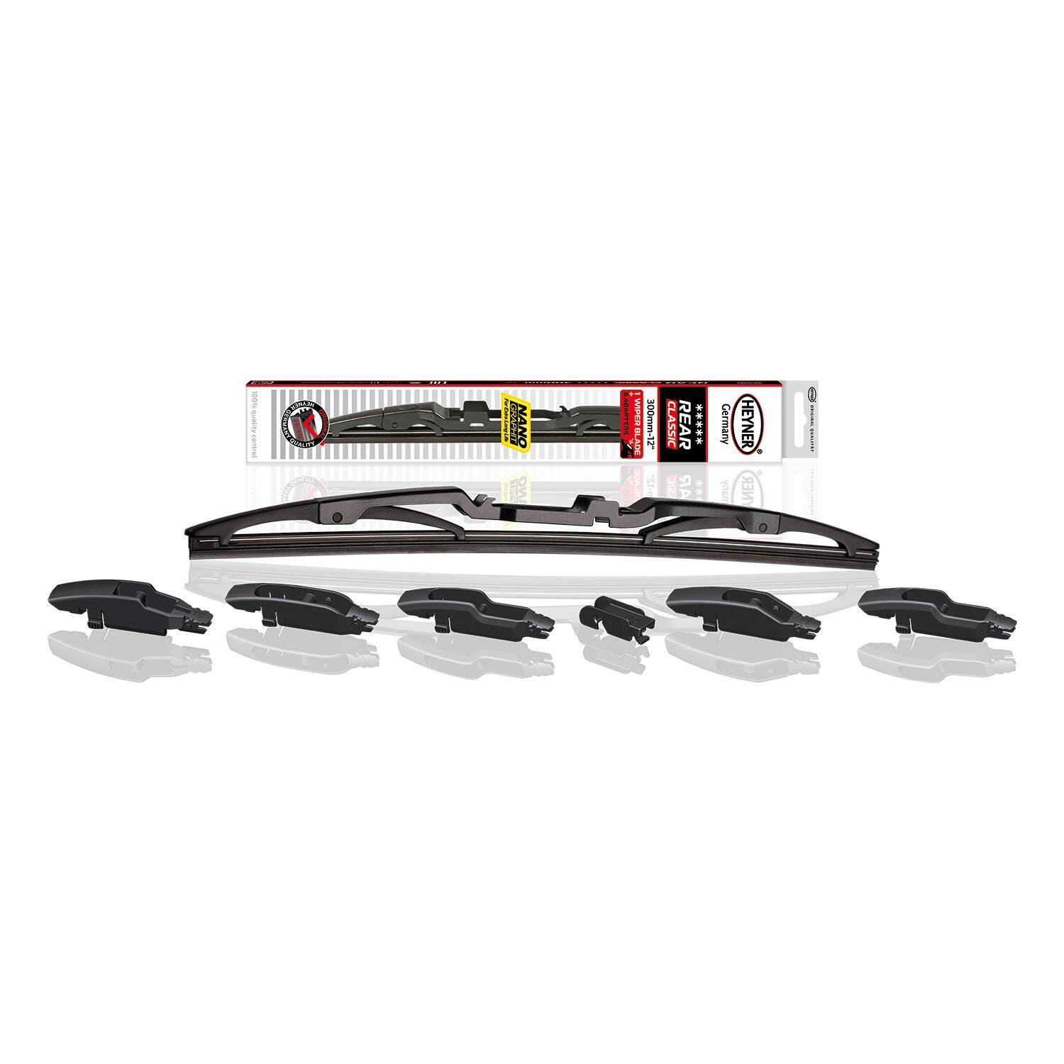 HEYNER® Heckwischerblatt REAR CLASSIC 12 Zoll / 300 mm mit Adapter Bügel-Heckscheibenwischer für traditionelle