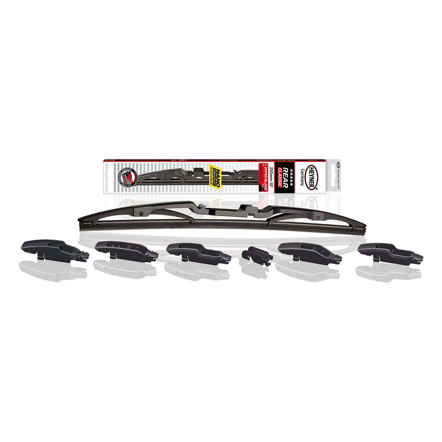HEYNER® Heckwischerblatt REAR CLASSIC 10 Zoll / 250 mm mit Adapter Bügel-Heckscheibenwischer für traditionelle