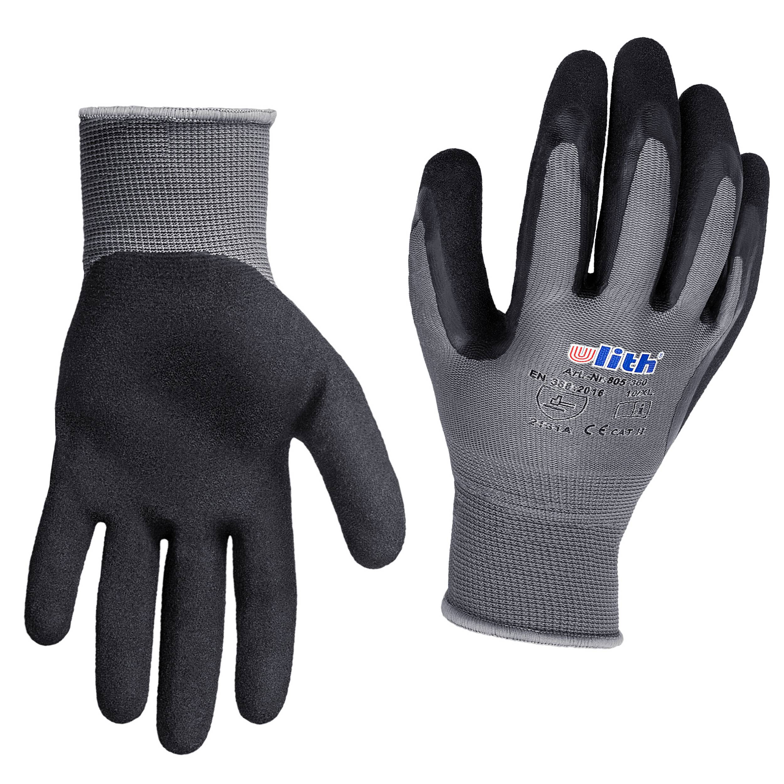 alca® Arbeitshandschuhe Latex Größe L – Feinstrick, rutschfest, atmungsaktiv, CE CAT II, EN 388, für Montage & Werkstatt