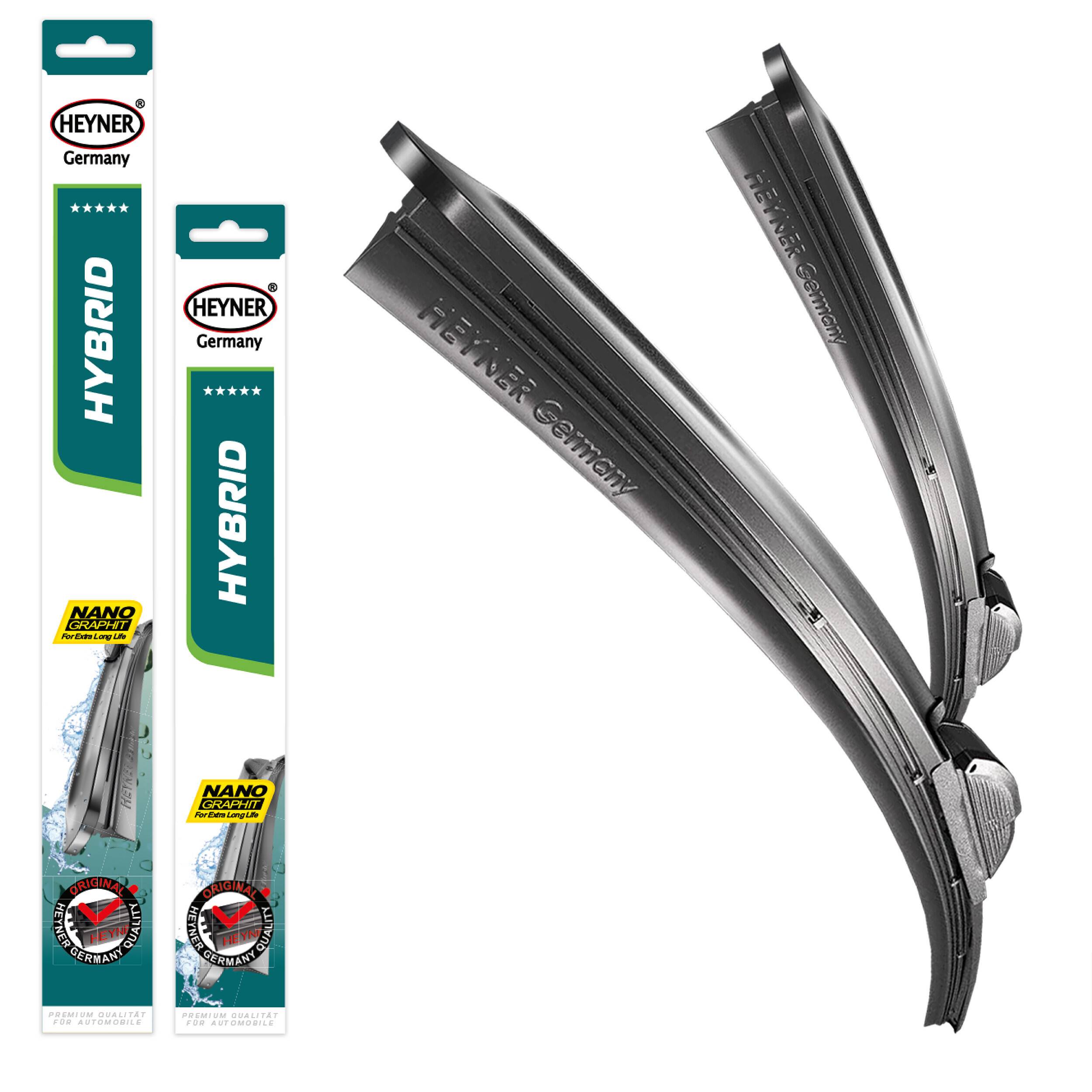 HEYNER® Scheibenwischer komp. mit IRAN KHODRO SAMAND Stufenheck (07.2001 - 10.2022) HYBRID Flachbalkenwischer