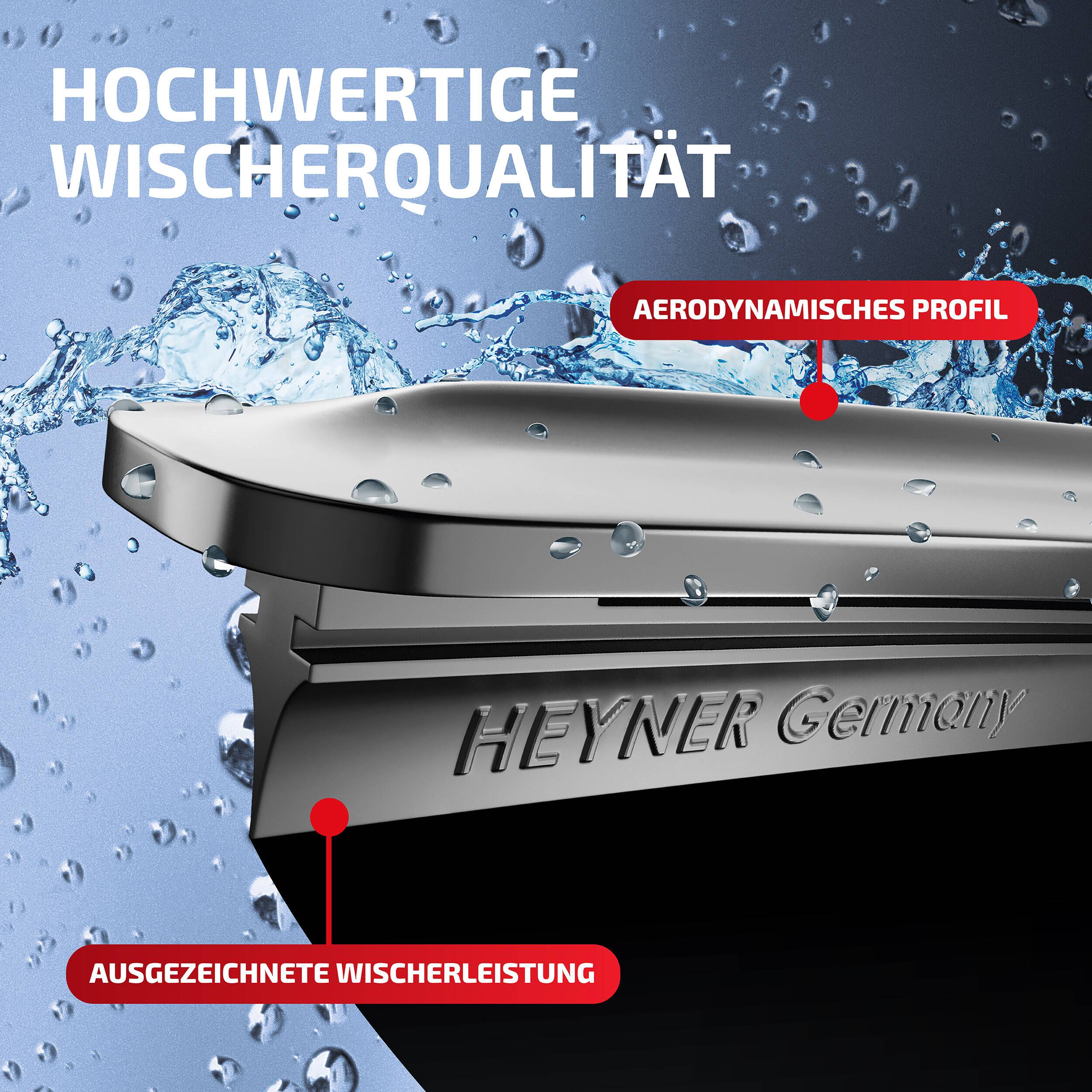 HEYNER® Scheibenwischer für MITSUBISHI LANCER VIII Cargo 01.2007 - 08.2026, HYBRID Flachbalkenwischer,