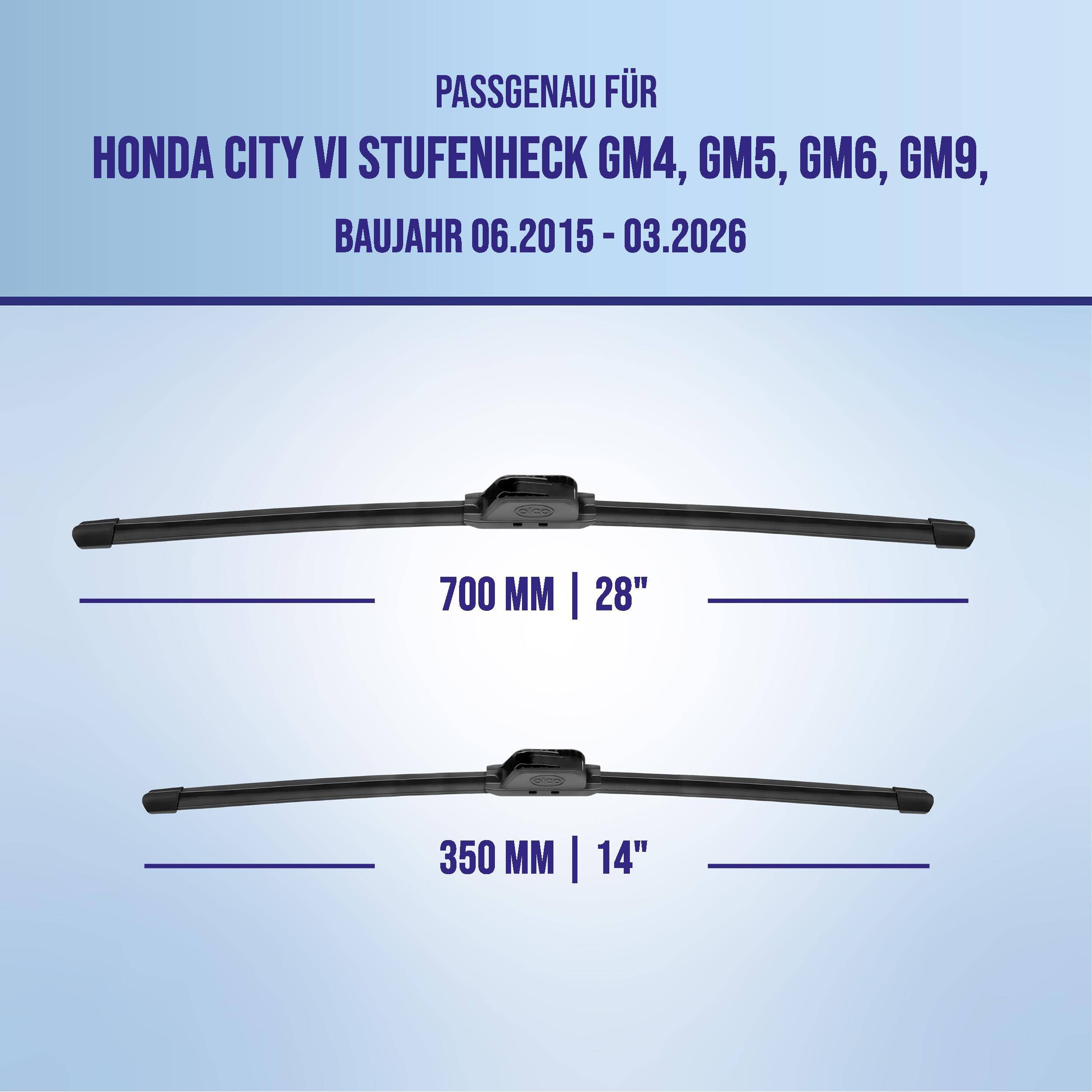 alca® Scheibenwischer ideal für HONDA CITY VI Stufenheck (06.2015 - 05.2026) U-FLAT Flachbalkenwischer