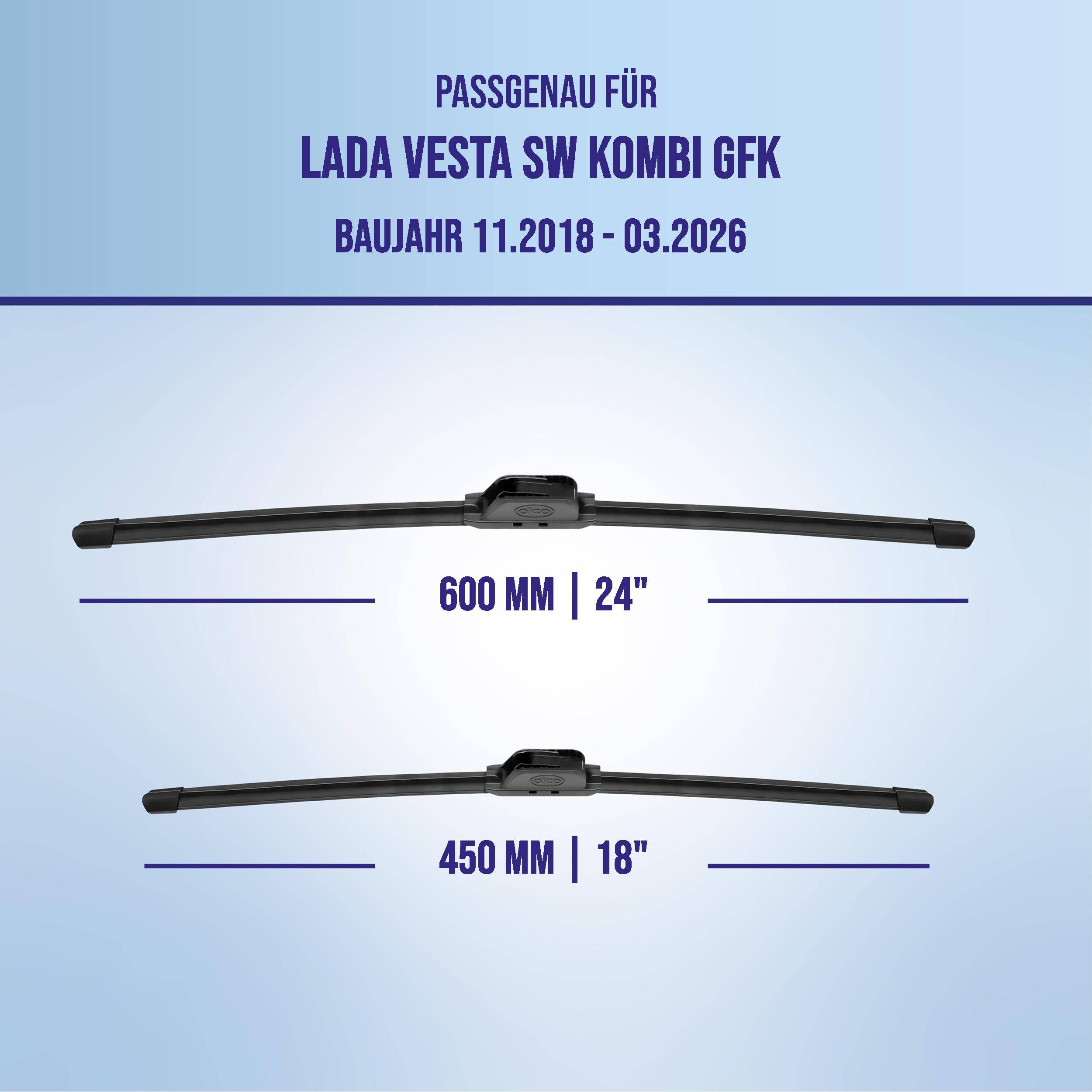 alca® Scheibenwischer ideal für LADA VESTA SW Kombi (11.2018 - 06.2026) U-FLAT Flachbalkenwischer