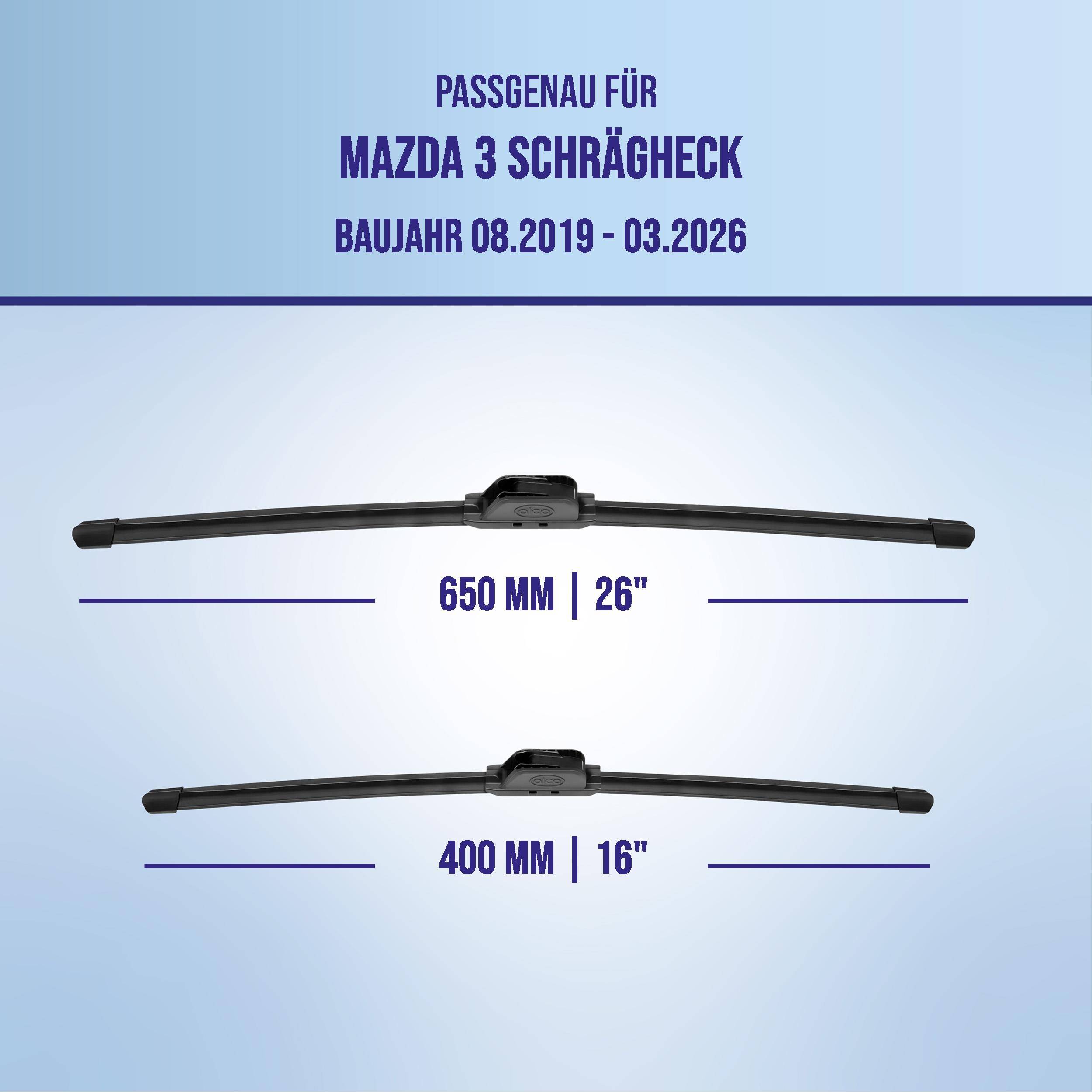 alca® Scheibenwischer ideal für MAZDA 3 Schrägheck (08.2019 - 04.2026) U-FLAT Flachbalkenwischer