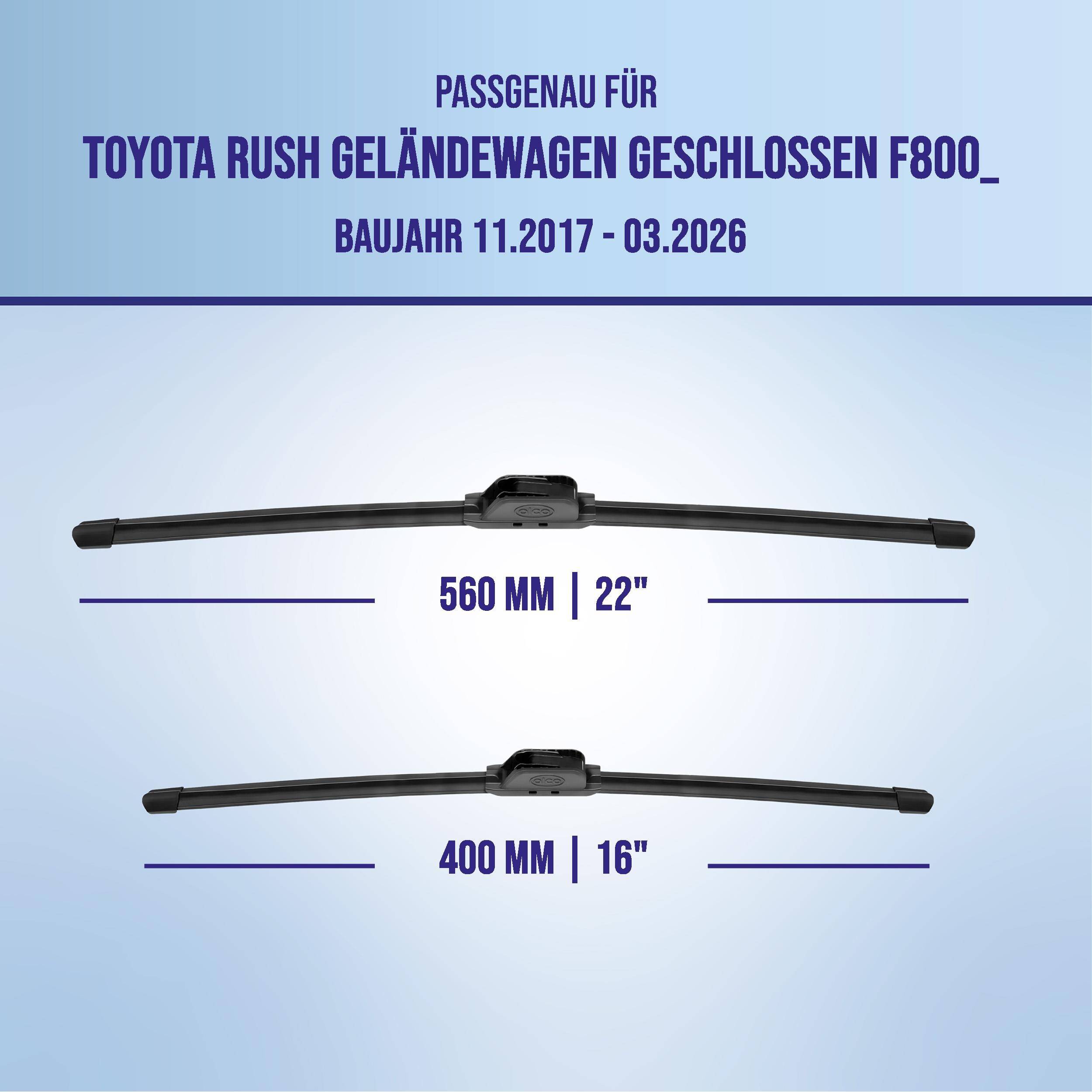 alca® Scheibenwischer ideal für TOYOTA RUSH Geländewagen geschlossen (11.2017 - 04.2026) U-FLAT Flachbalkenwischer