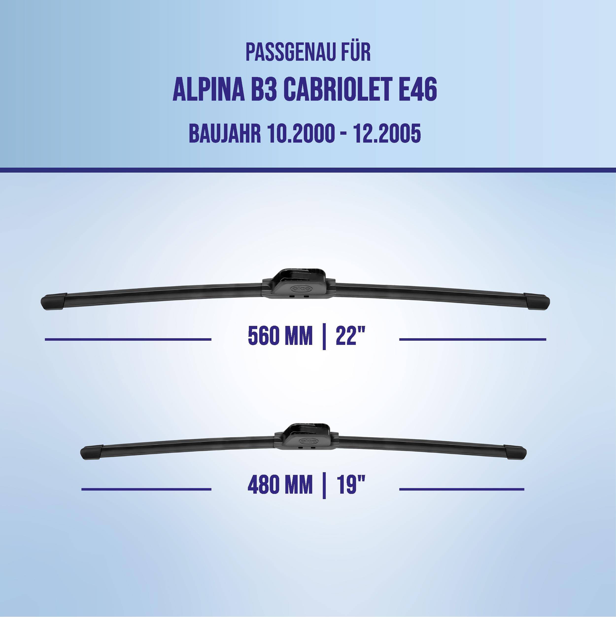 alca® Scheibenwischer ideal für ALPINA B3 Cabriolet (10.2000 - 12.2005) U-FLAT Flachbalkenwischer