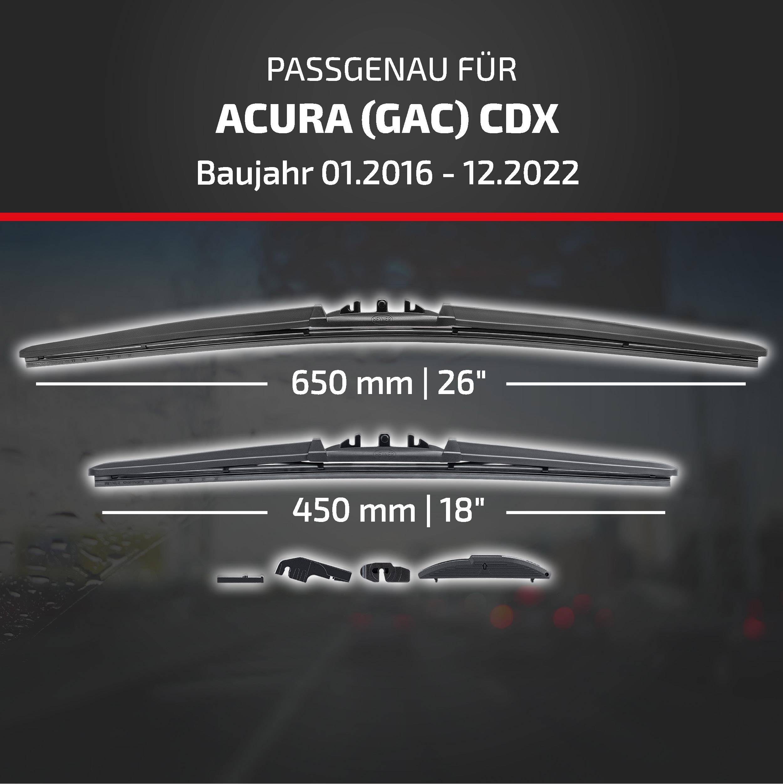 HEYNER® Scheibenwischer für ACURA (GAC) CDX (01.2016 - 12.2022) HYBRID Flachbalkenwischer